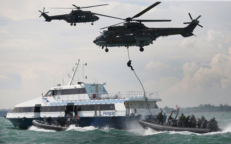 SAF's Special Operation Force assault hijacked ferry during training.