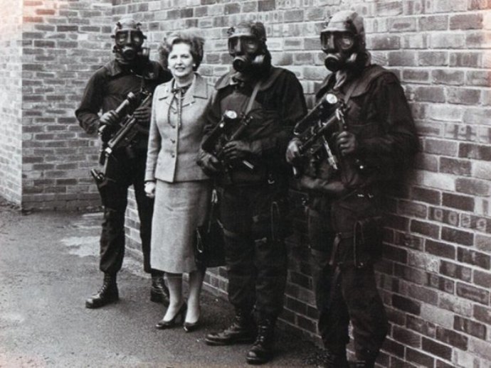 Prime Minister Margaret Thatcher Standing SAS Troopers