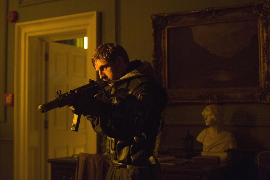 A scene from the film recreating the moment SAS troopers stormed the Iranian Embassy in 1980